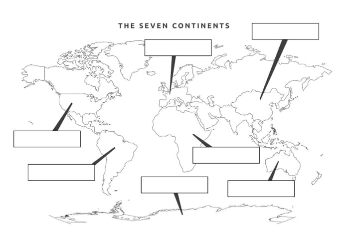 Cut-and-paste worksheet for first graders to label the continents