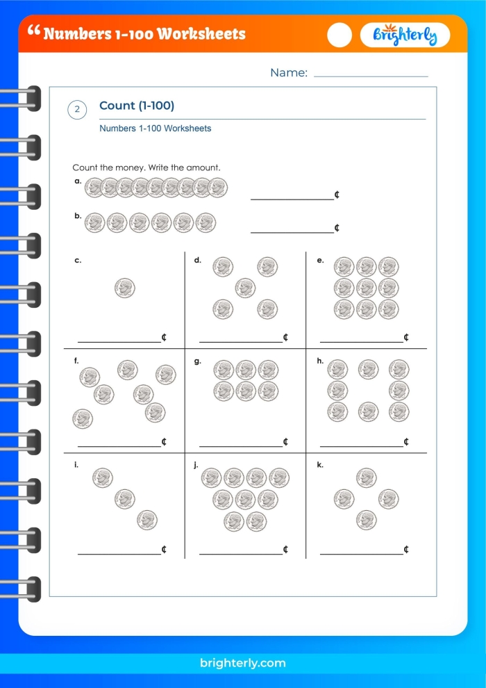 Engaging activity to assess number writing skills in geometry Worksheet for counting numbers up to 100 for first graders