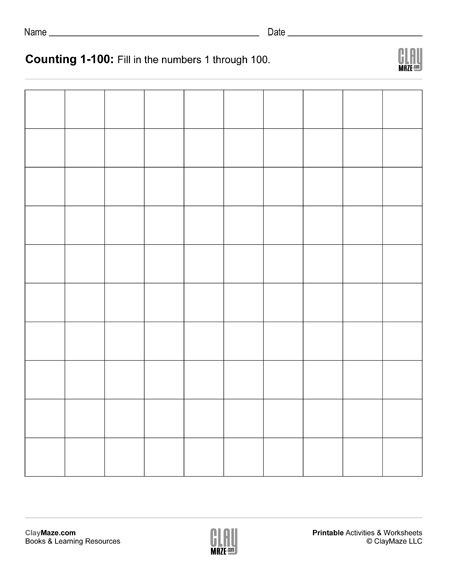 Counting to 100 number chart worksheet for first grade science students 16 First grade student working on a printable counting to 100 number chart worksheet