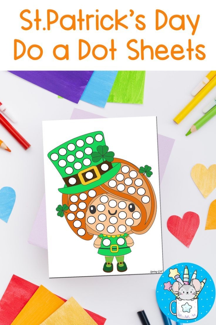 First grade St. Patrick's Day dot-to-dot worksheet featuring a number sequence from 1 to 77