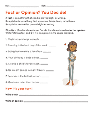 Children engaging with the "Fact or Opinion? You Decide!" worksheet for first grade vocabulary