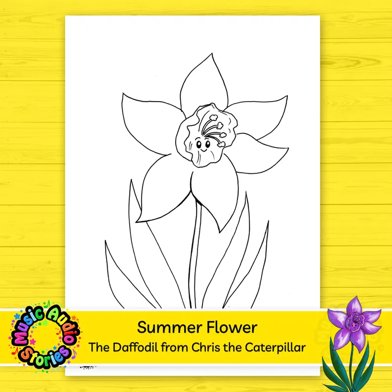 Color a Daffodil Worksheet Diagram for First Grade Students Number 12 First grade student coloring a daffodil worksheet featuring labeled flower parts