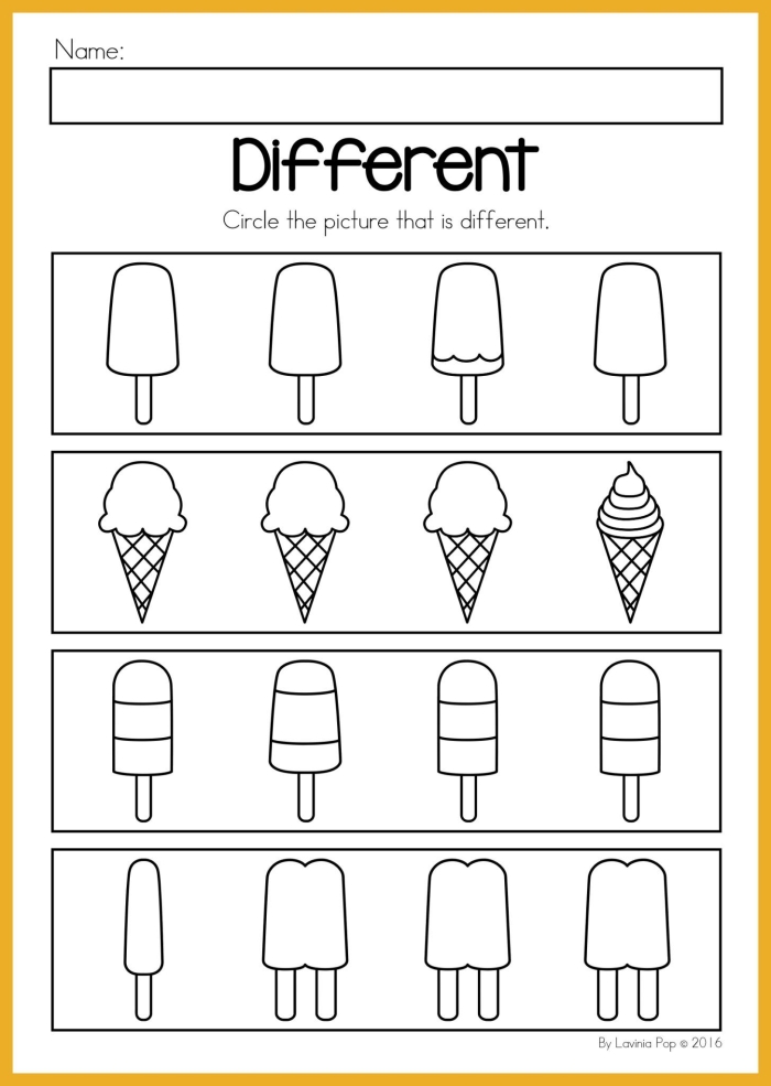 First grade student worksheet featuring a colorful picture graph about favorite ice cream flavors to practice handwriting and data skills