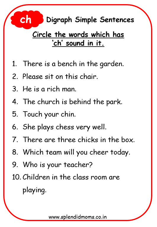Worksheet for practicing digraphs Wh, Sh, Ch, and Th for first graders