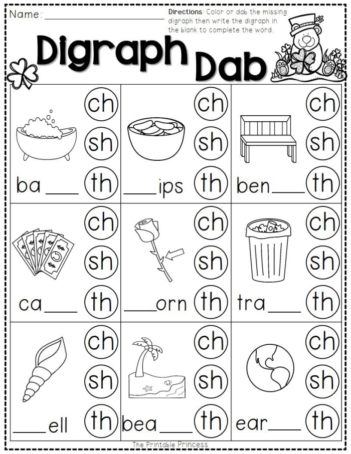Educational resource for practicing digraphs -th and -tch in first grade grammar Worksheet for first graders focusing on -th and -tch words with fill-in-the-blank sentences