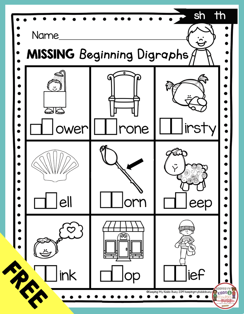 Interactive activity for mastering digraphs -th and -tch in first grade First grade worksheet featuring -th and -tch words for sentence completion