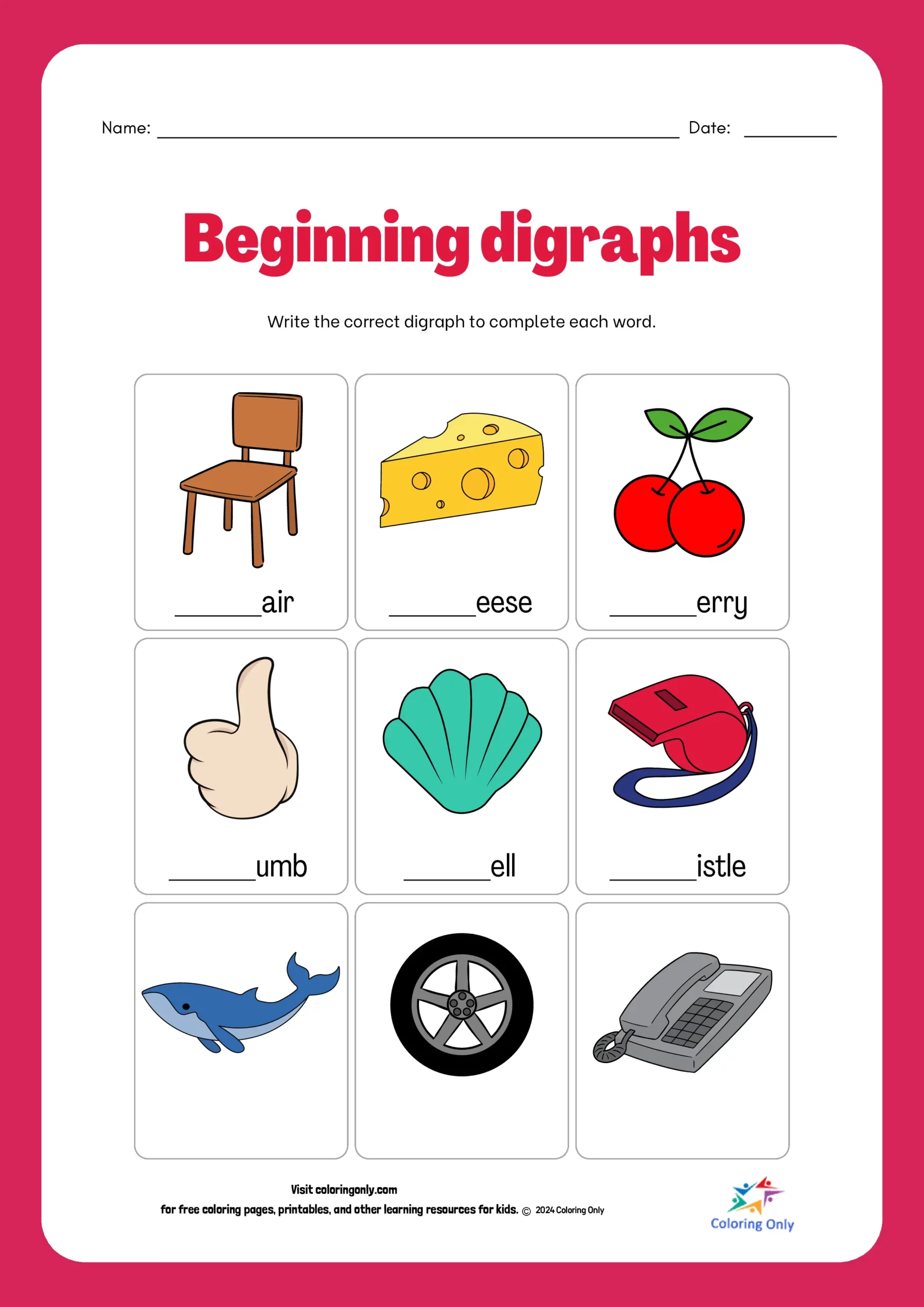 Grammar and Mechanics worksheet for First Grade Worksheet featuring -th and -tch words for first graders to complete sentences. Digraphs -th and -tch practice worksheet for enhancing grammar skills in first grade.