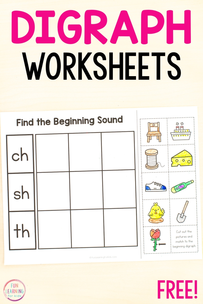 Educational activity sheet to enhance grammar skills focusing on digraphs Worksheet featuring -th and -tch word exercises for first graders