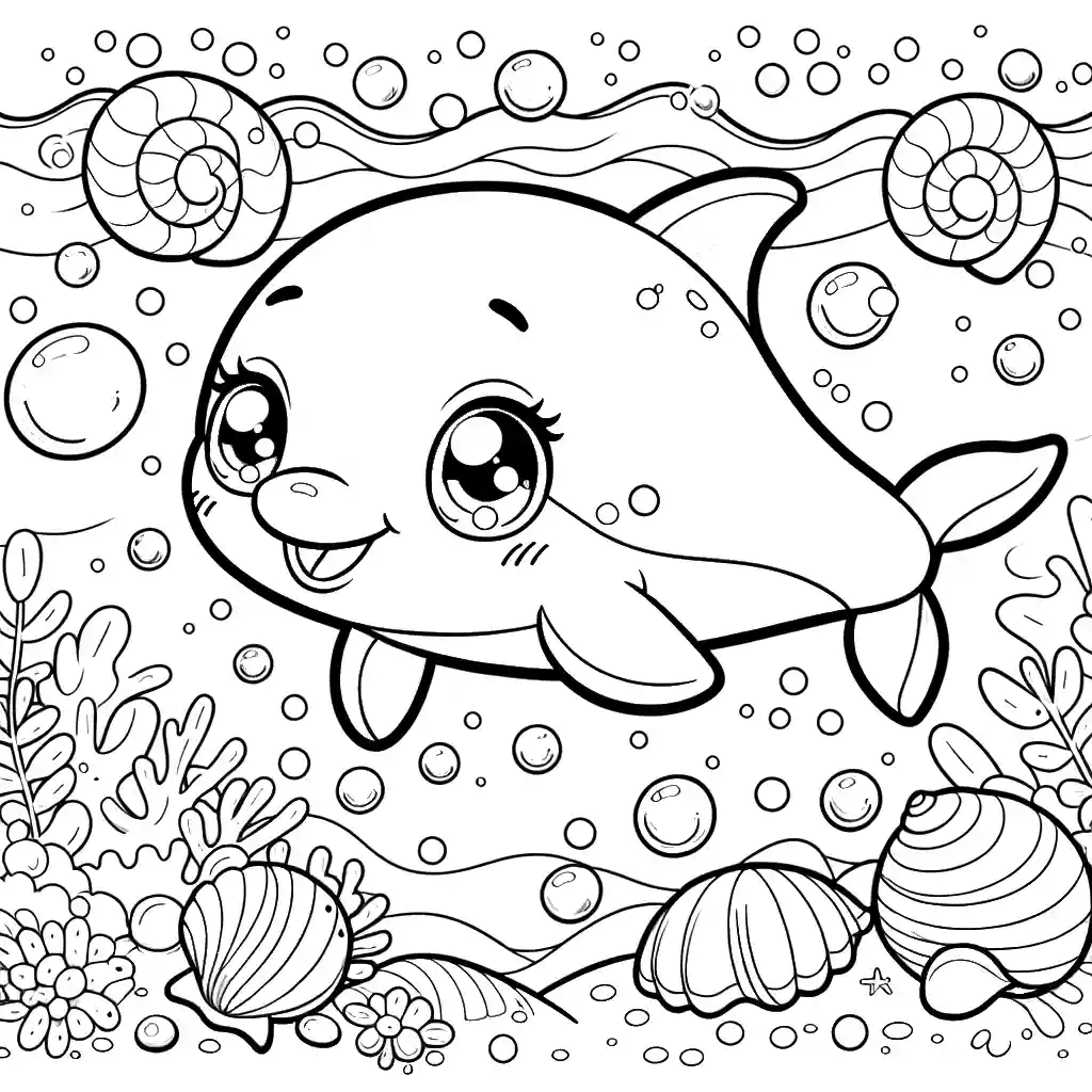 Coloring page featuring a playful dolphin for first graders