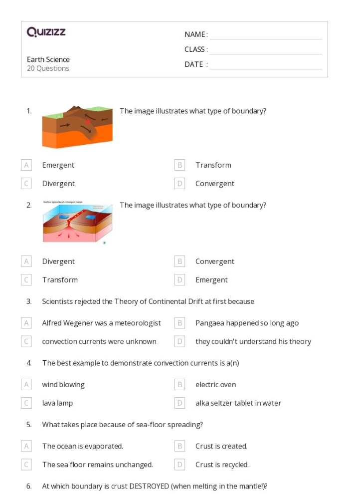 First grade Science Time Earth worksheet featuring the four layers of the planet