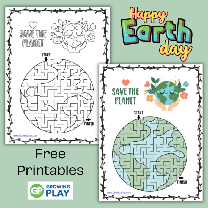 Colorful Earth maze worksheet designed for first graders to explore our planet. Engaging Earth Day activity featuring a fun globe illustration.