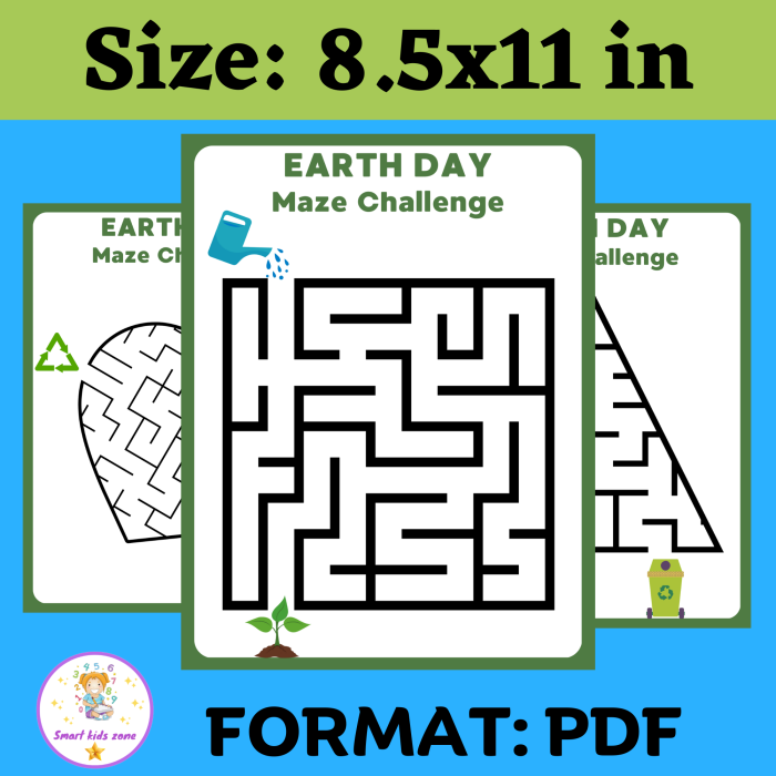 Colorful Earth maze worksheet designed for first graders to explore our planet. Engaging Earth Day activity featuring a fun globe illustration.