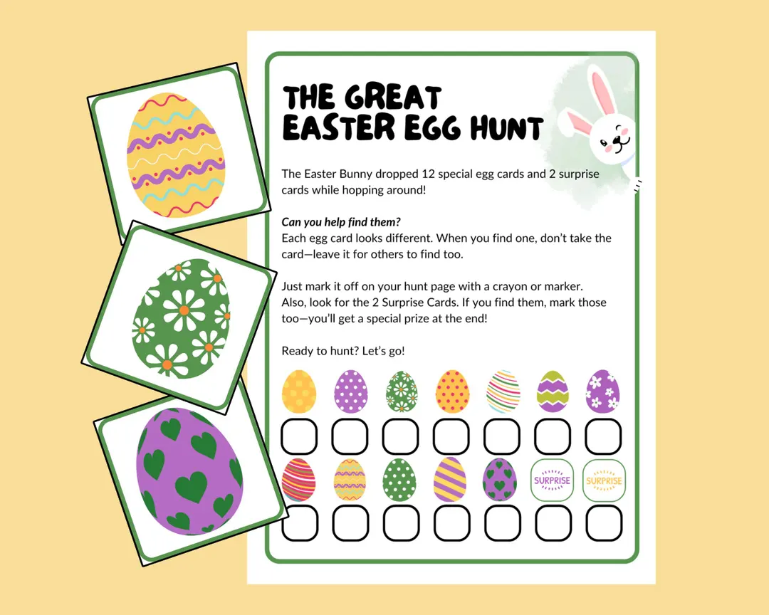 Engaging Easter activity worksheet for parents and children to enjoy together Colorful worksheet for the Easter Egg Hunt Game designed for first graders