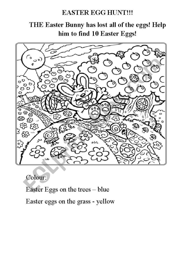 Engaging activity for children to enjoy during Easter preparations Colorful Easter Egg Hunt worksheet designed for first graders
