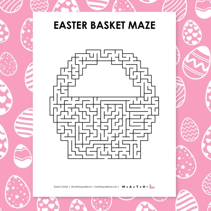 First grade student tracing the path through an Easter egg maze geography worksheet