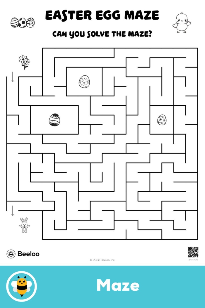Solve the Easter Egg Maze worksheet for First Grade