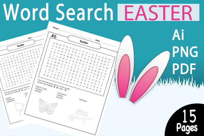 First grade students practicing spelling with an Easter Word Search Puzzle worksheet number 24