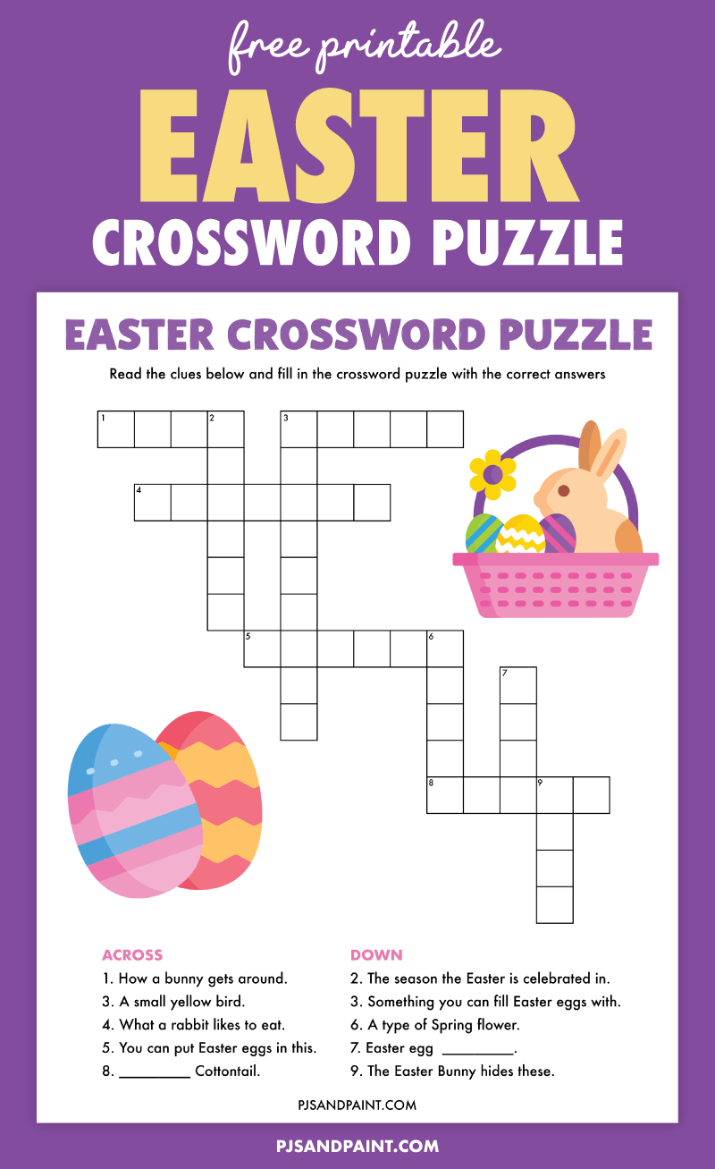 First grade student solving an easy Easter themed crossword puzzle worksheet