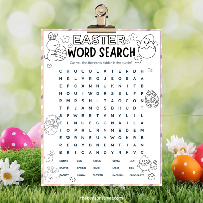 First Grade Easter Word Search Puzzle worksheet for alphabet and vocabulary building