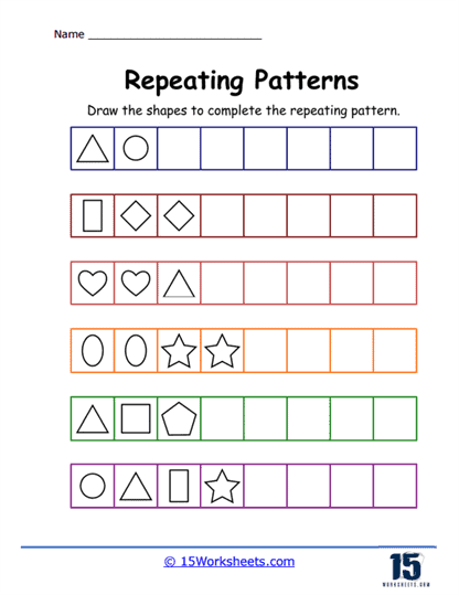 Worksheet for reinforcing number pattern concepts in phonics for first graders First Grade students working on an Easy Number Patterns practice test worksheet