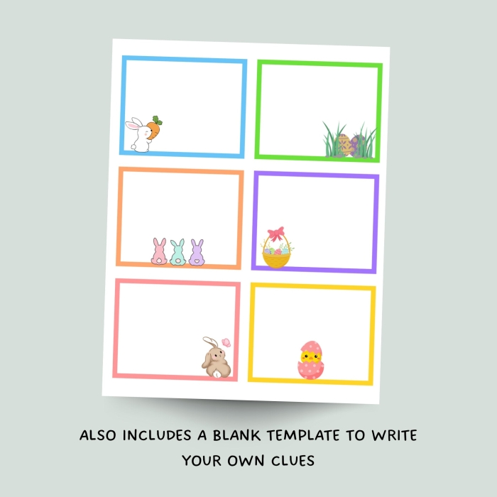 Silly Easter bunny surrounded by scattered eggs before the celebration