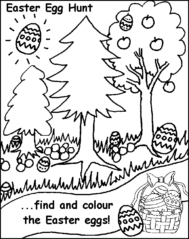 First grade Egg Hunt worksheet featuring a silly Easter bunny who lost his colorful eggs