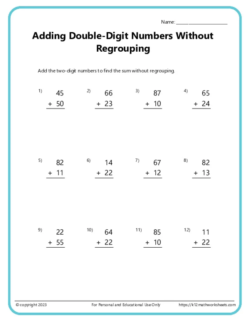First grade student completing a math worksheet on expanded form by breaking down double digit numbers into tens and ones