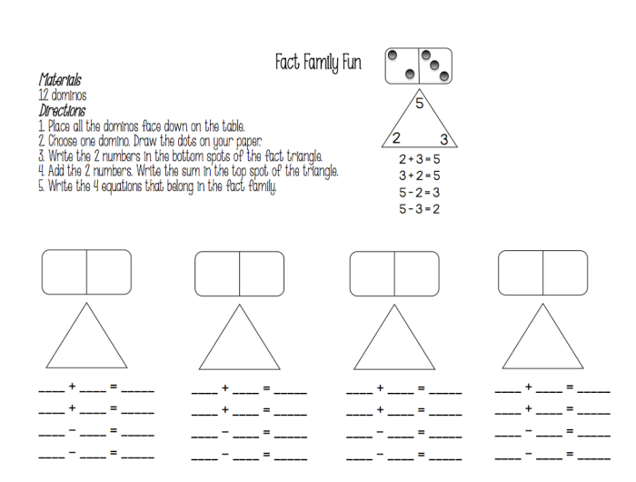 Fact Families Worksheet for First Grade Addition and Subtraction 23 First grade printable worksheet featuring addition and subtraction fact families for practice number 23