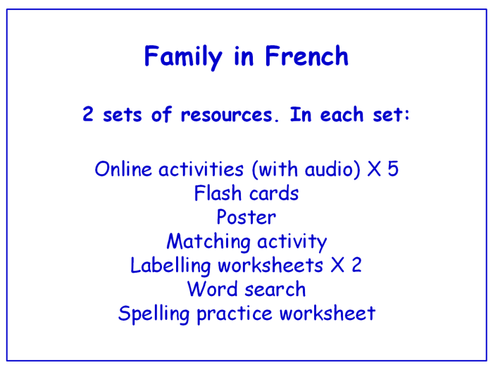 French Family Vocabulary and Mixed Math Operations Worksheet for Grade One Lesson 17 First grade math worksheet featuring French vocabulary about family members for mixed operations practice