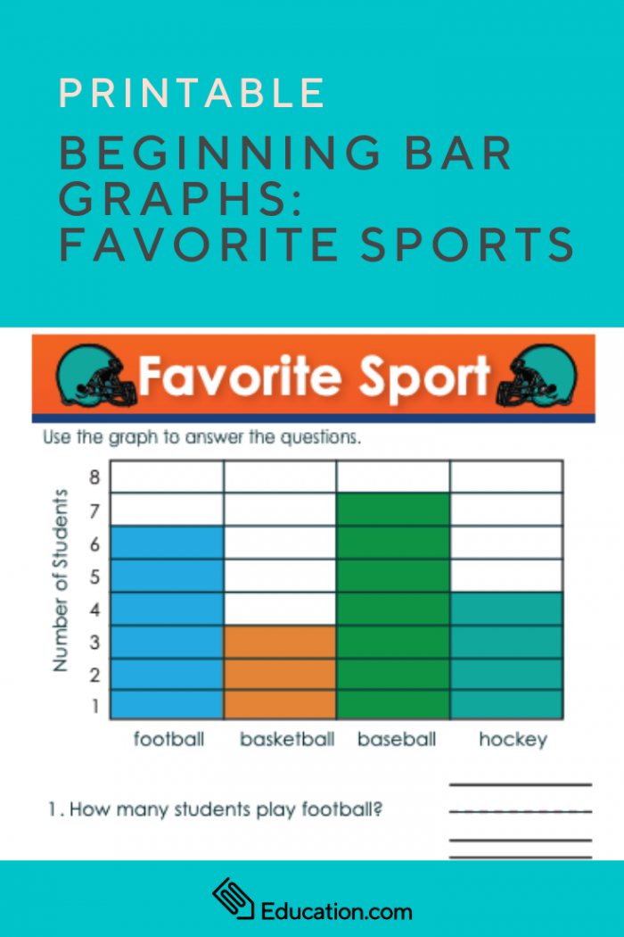 Engaging Beginning Bar Graphs: Favorite Sports worksheet for young learners Colorful worksheet featuring a bar graph for first graders to explore their favorite sports