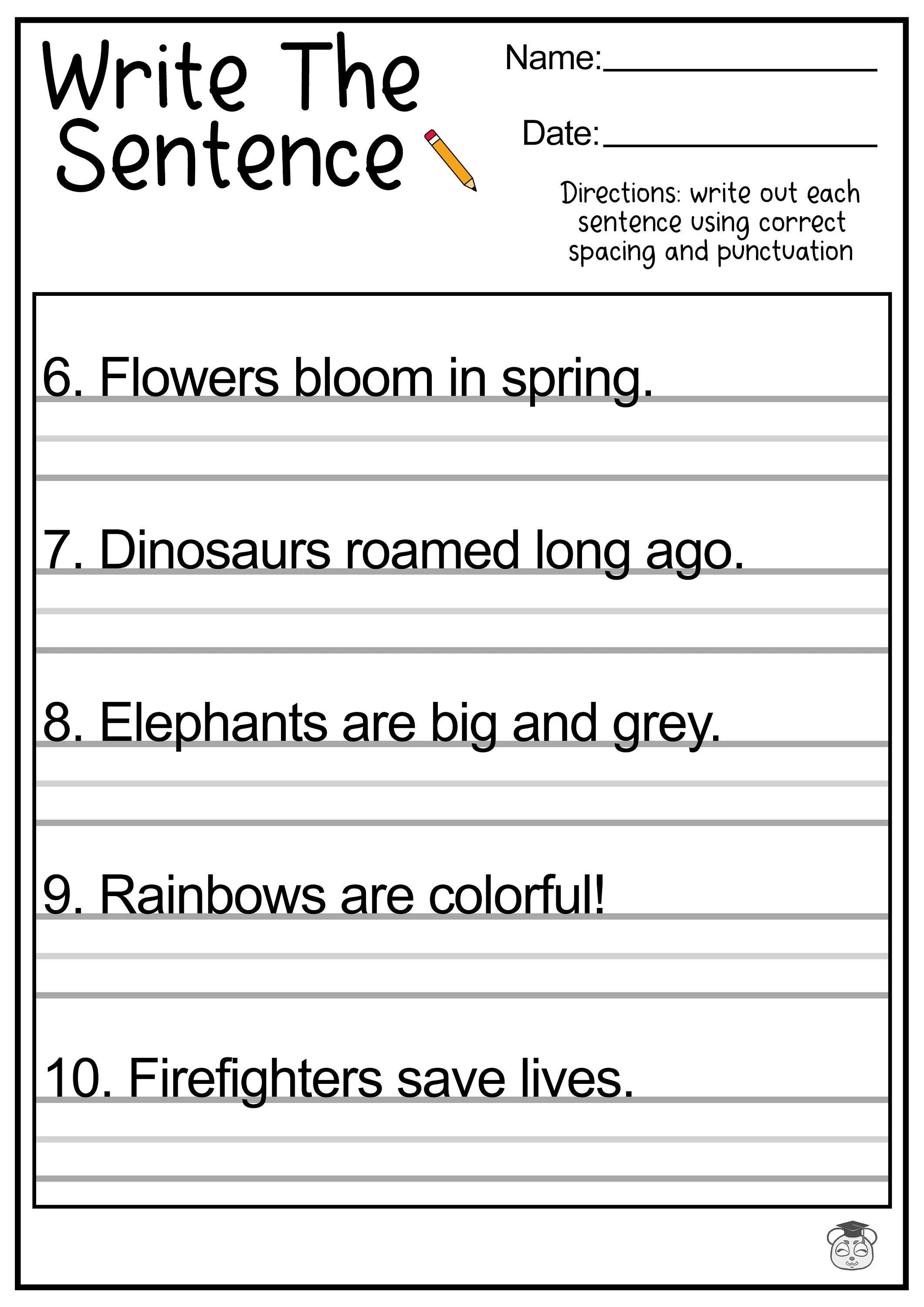 First grade worksheet about writing sentences to express personal feelings by completing the blanks