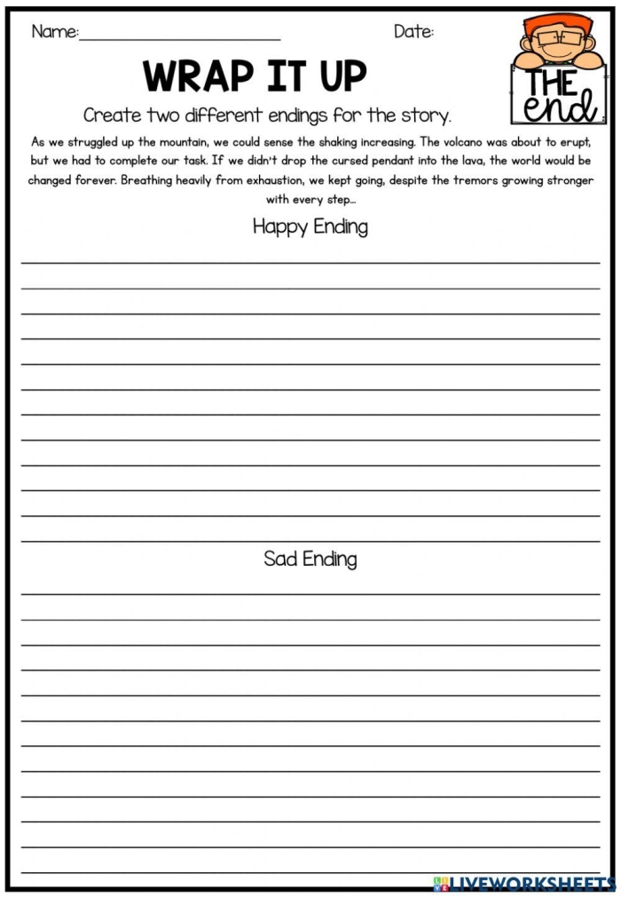 Addition worksheet for First Grade First grade addition worksheet focusing on choosing the best ending for fiction stories. Engaging Choose the Best Ending worksheet for young learners.