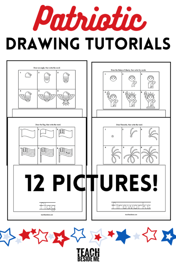 First grade students coloring a vibrant fireworks scene for an Independence Day art activity