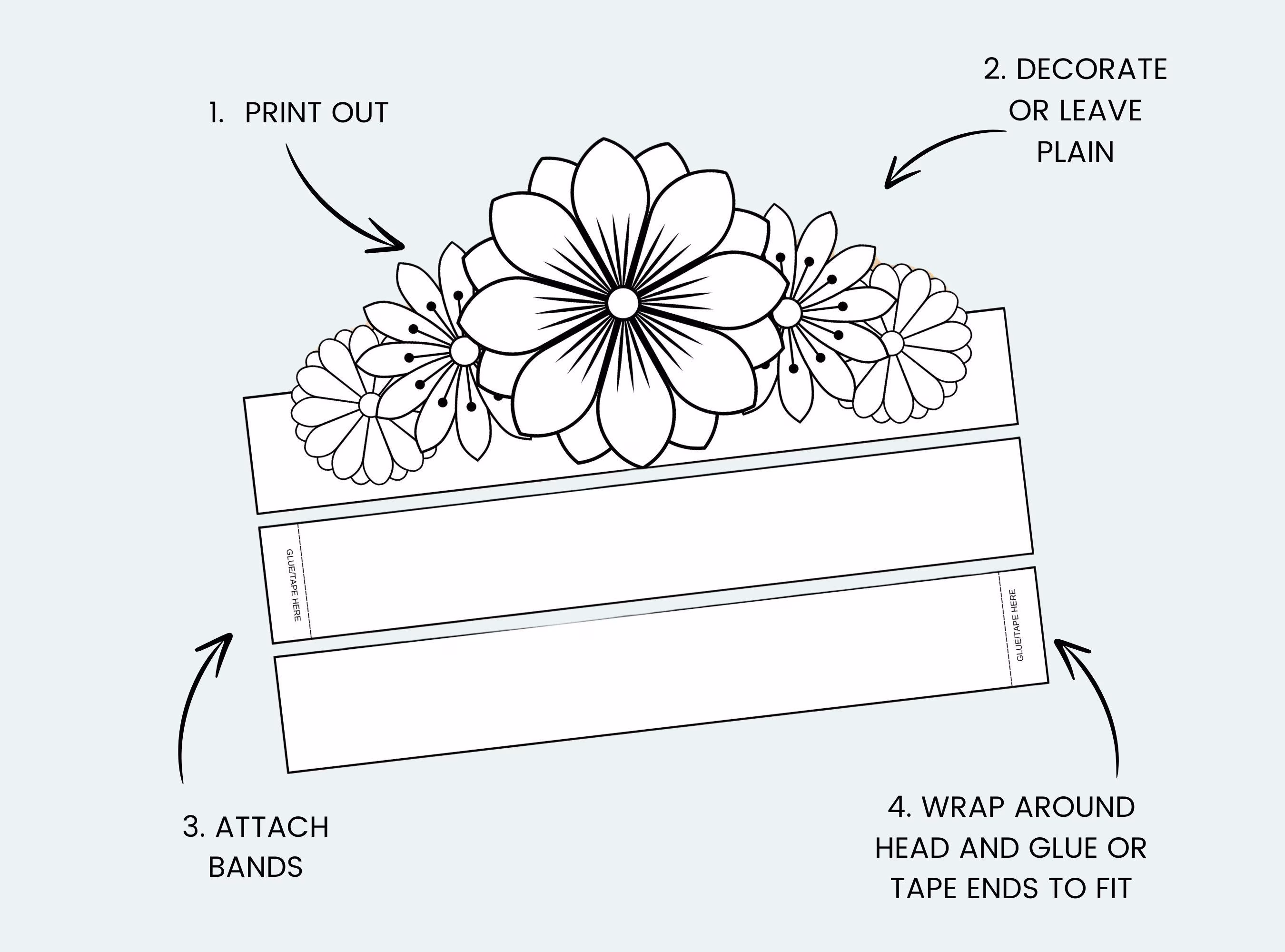Colorful flower crown worksheet for first graders to celebrate spring