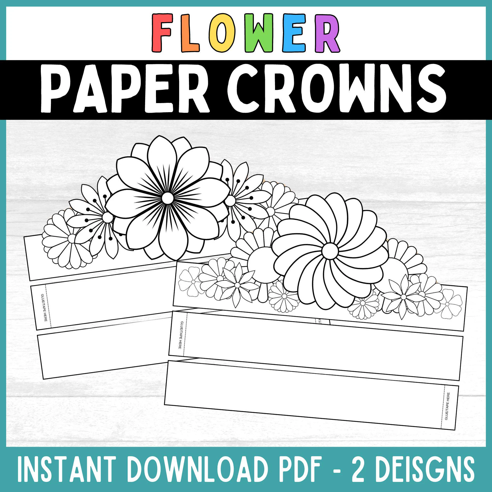 First grade student coloring and cutting out a paper flower crown for a geometry activity