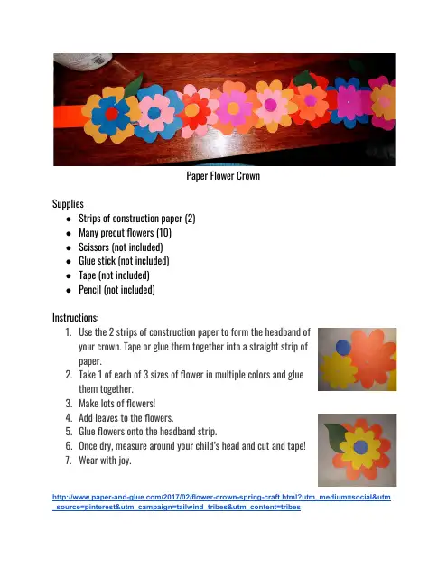 First grade geometry worksheet featuring a printable paper flower crown craft for spring