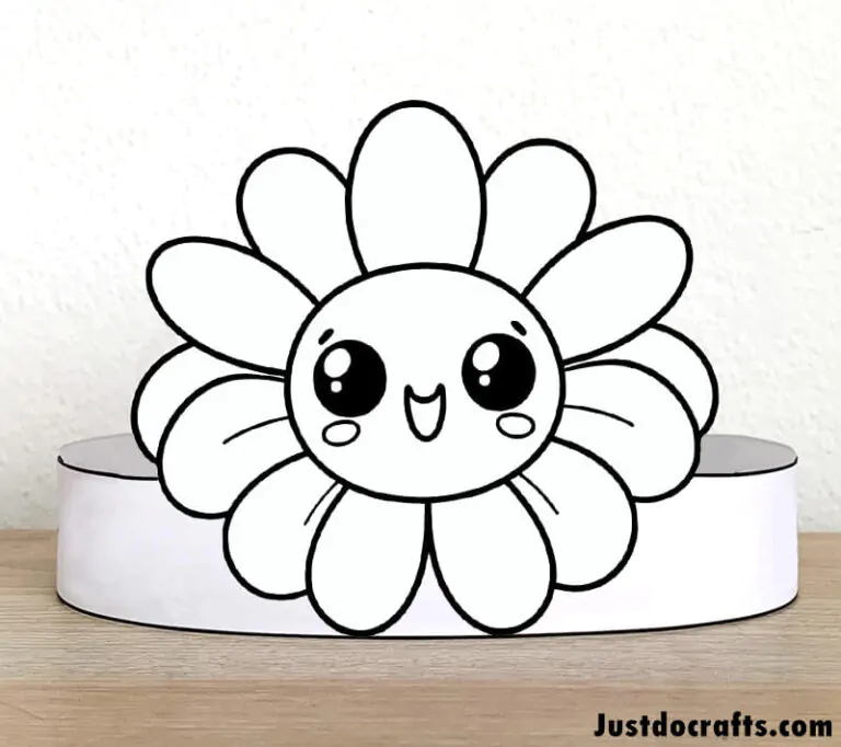 Colorful flower crown worksheet for first graders to explore geometry concepts