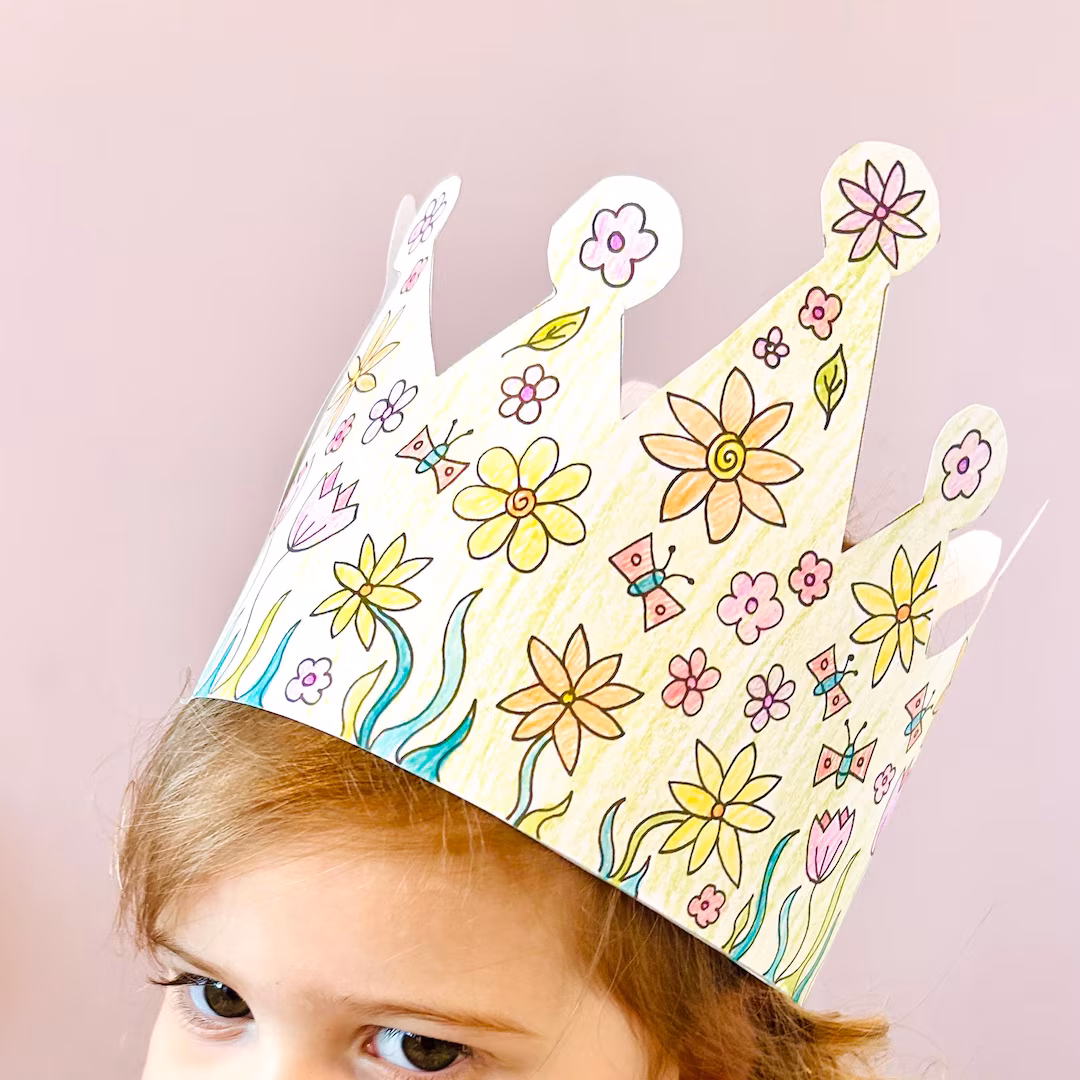 First grade geometry flower crown craft worksheet 14