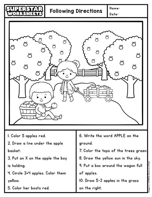 Following Directions History Riddle Activity for Young Learners First grade student completing a following directions worksheet activity with numbered steps to solve a history riddle