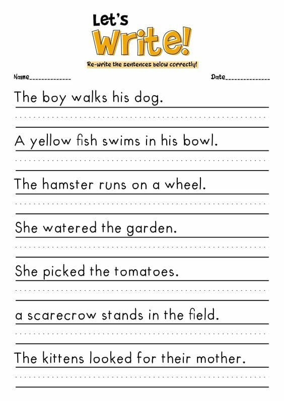 First grade worksheet featuring a writing prompt about birthday food choices