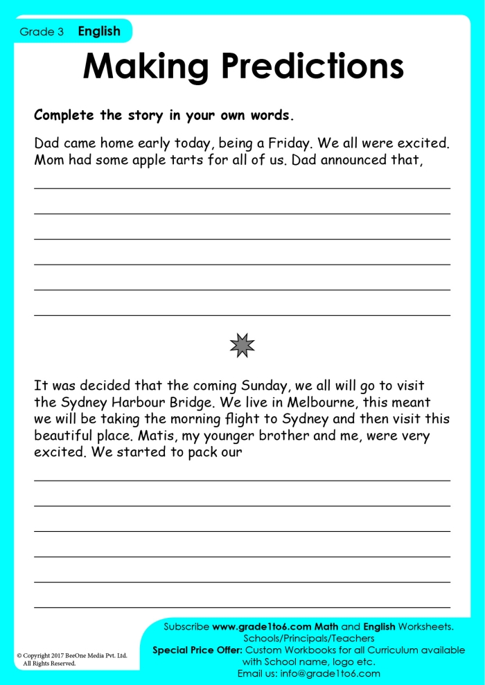 Garden Power: Predictions worksheet for developing creative writing skills in young learners Worksheet featuring a fictional story for first graders to illustrate their predictions about the garden