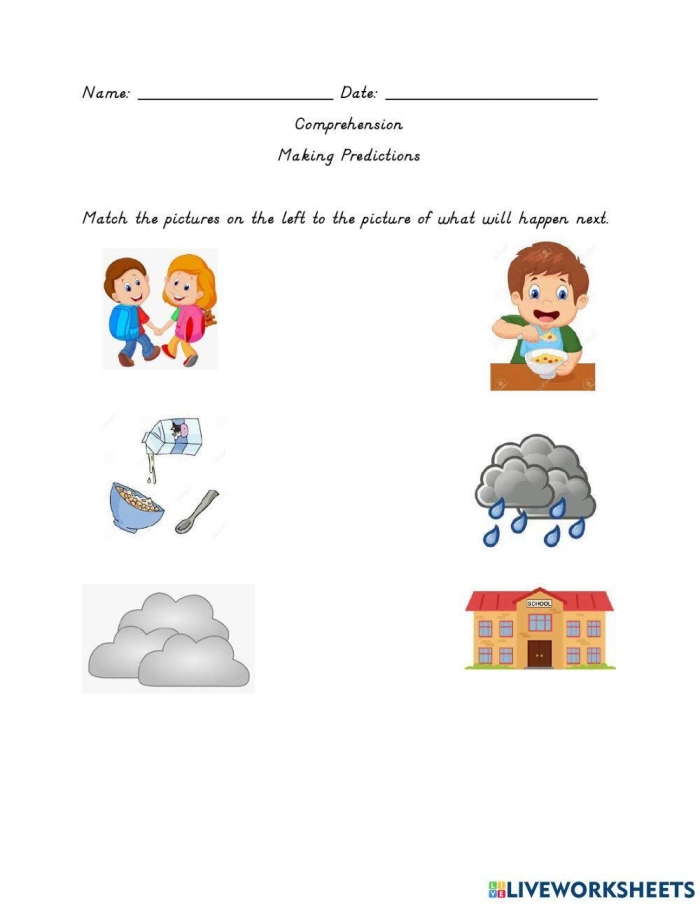 Writing worksheet for First Grade A first grade worksheet titled "Garden Power: Predictions" where students read and illustrate their ideas. An engaging activity for young learners to predict story outcomes.