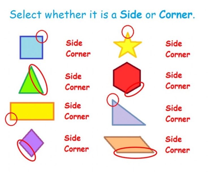 Worksheet for first graders focused on identifying shapes and counting their sides