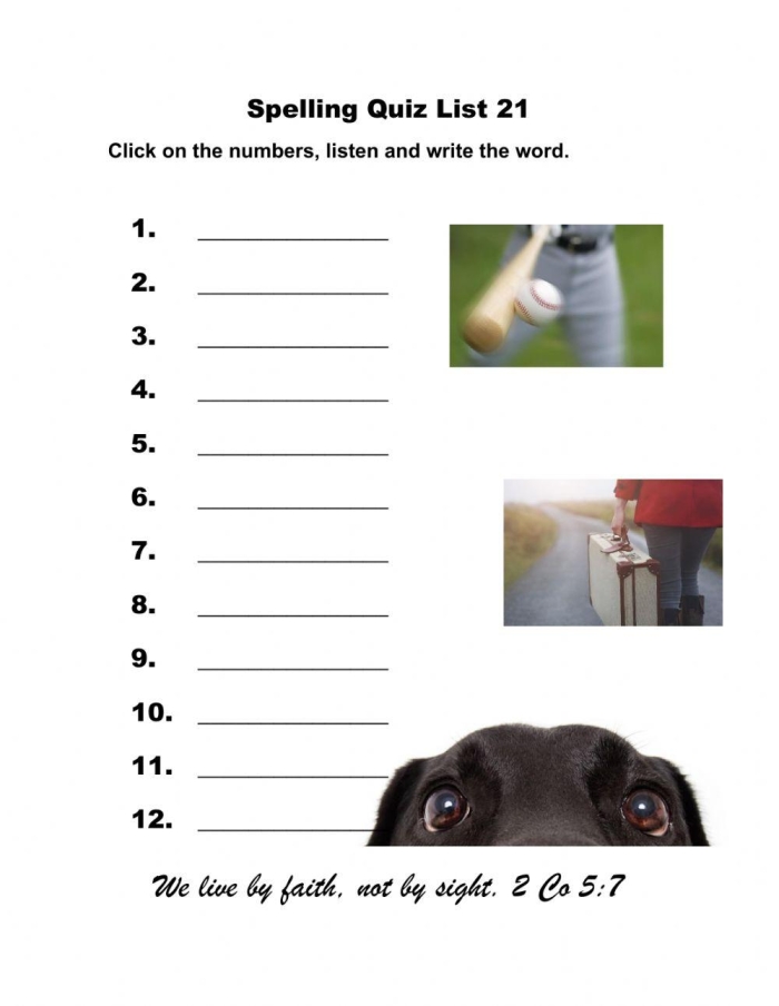 Engaging spelling activity for young learners to complete words in a quiz format Spelling Quiz worksheet for first graders focusing on geometry vocabulary
