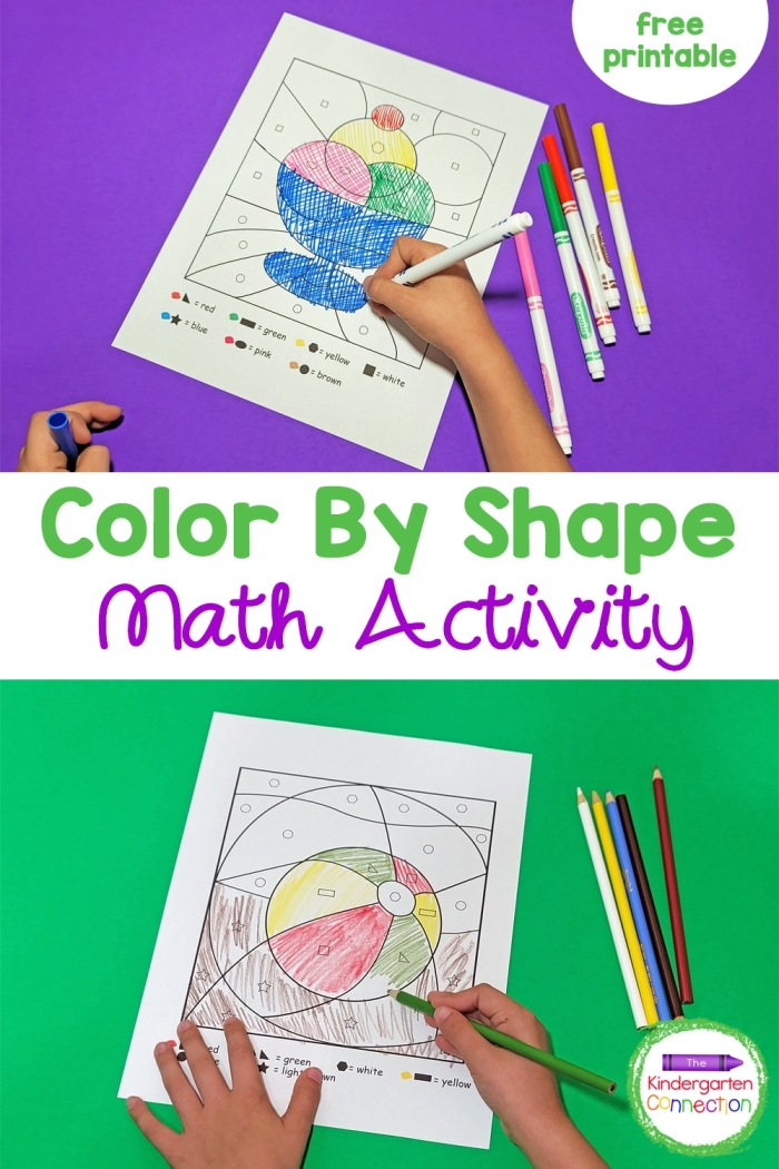 Coloring Shapes The Fraction 1-2 Math Worksheet 15 A first grade worksheet featuring various shapes to color in to demonstrate the fraction one-half