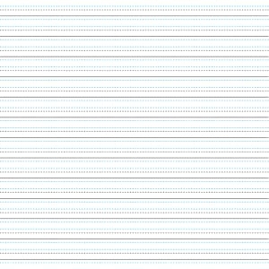 Handwriting practice worksheet featuring lined paper for first graders focusing on subtraction skills