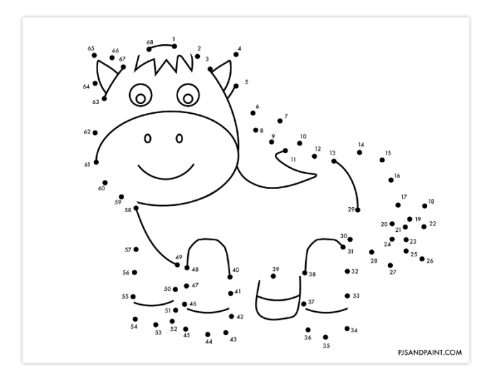 Horse Connect the Dots Counting Worksheet Number 7 Connect the dots from 1 to 37 to reveal what the horse is doing in this first grade counting activity