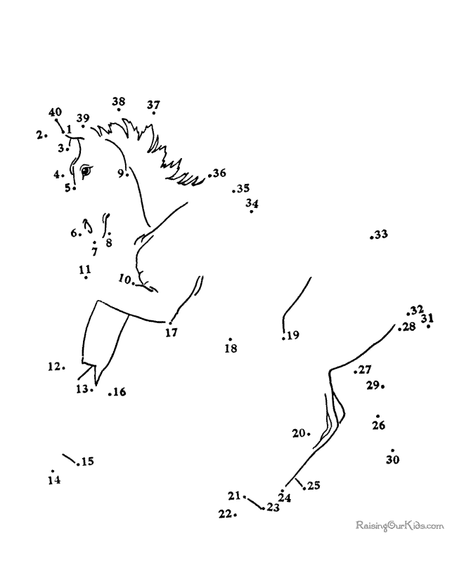 Connect the Dots Horse Activity Number 13 for First Grade Counting and Picture Completion First grade student connecting numbered dots from 1 to 37 to reveal a horse activity picture for grammar practice worksheet