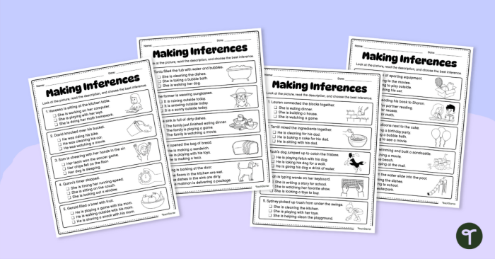 Making Inferences With Pictures worksheet for first grade life science lesson 18 First grade science worksheet featuring illustrations for practicing inference skills