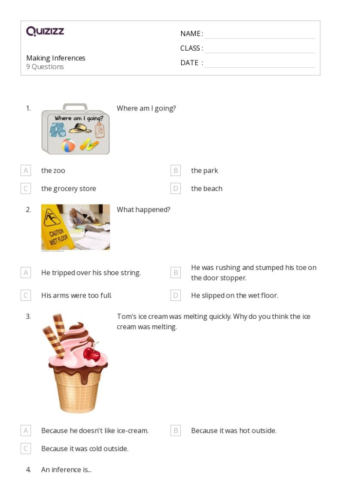 First grade Chinese worksheet about making inferences in a short story